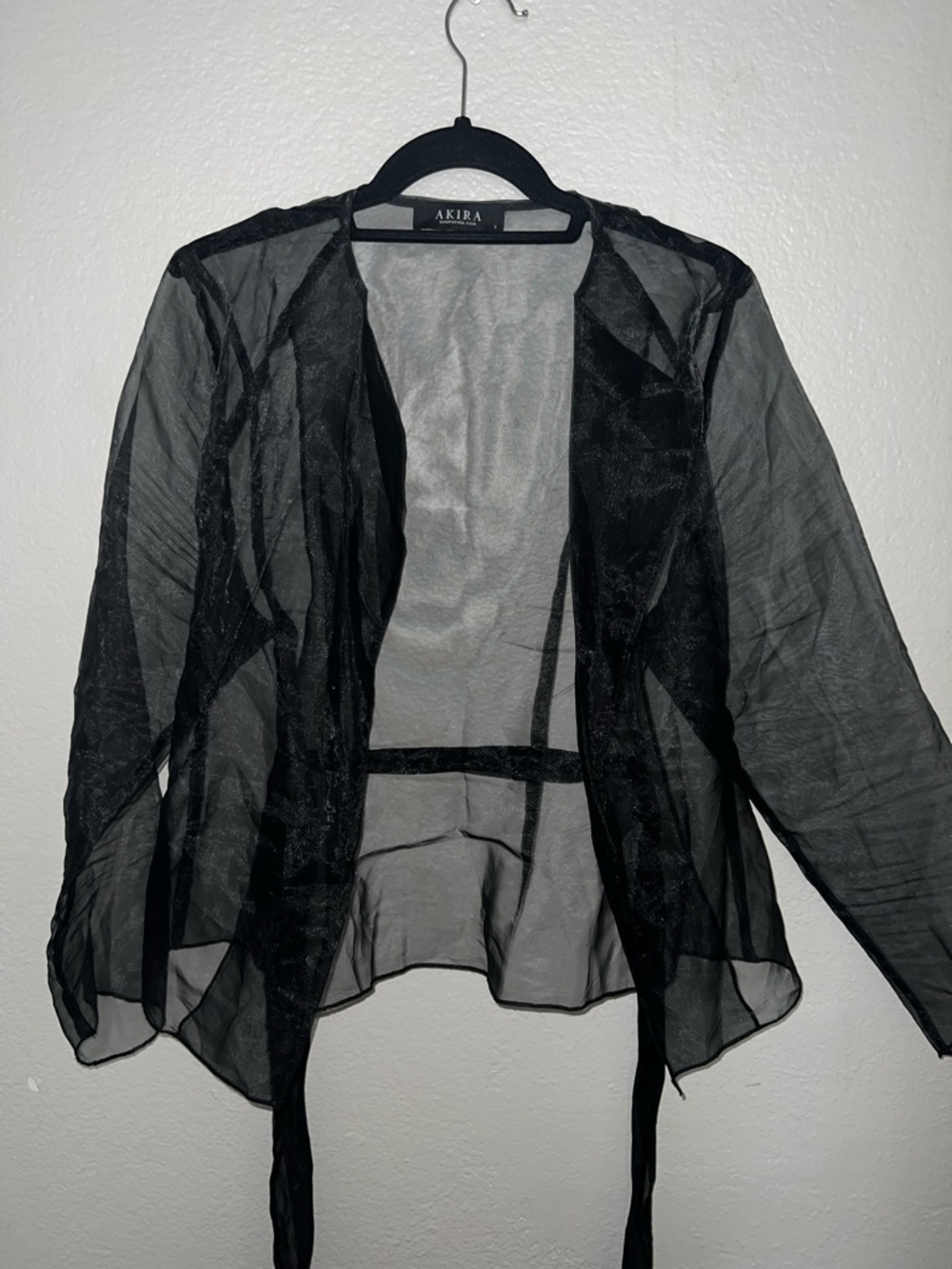 AKIRA Black Sheer Draped Open Cardigan